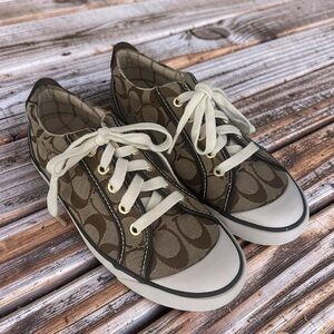 Coach Woman’s Barrett Classic Signature C Monogram Sneaker in Brown Size 7.5